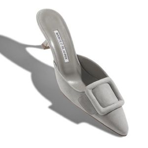 Manolo Blahnik Maysale ***inspired*** suede mules with covered buckle detail